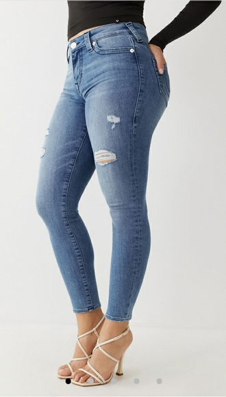 True Religion Women’s Halle Mr SN Destroy Medium Wash Jean's - Picture 5 of 12